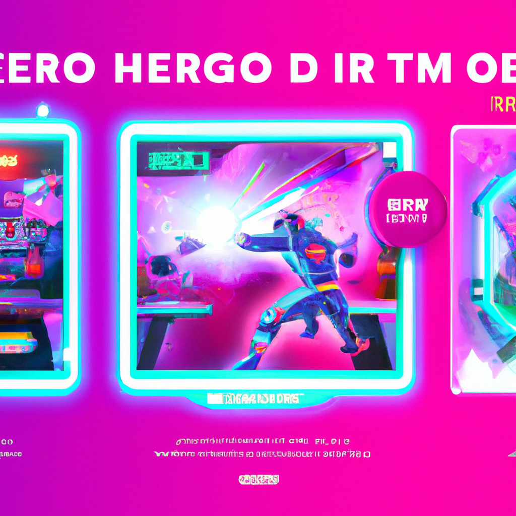 PlayForge hero montage: neon arcade, HUD overlays, players in small teams